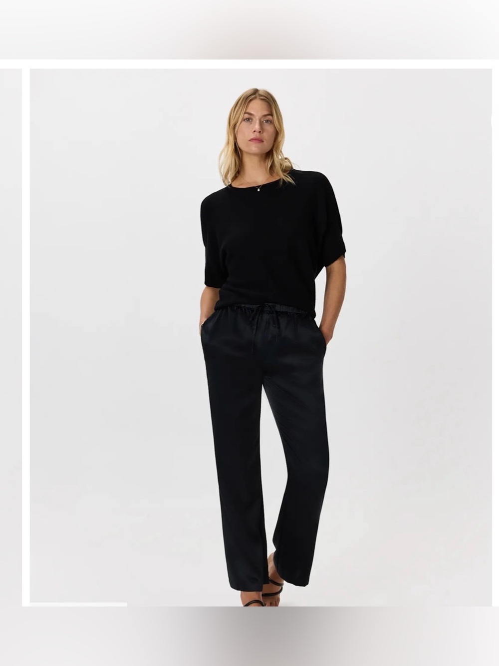 Quince Lightweight Cotton Cashmere Link-Stitch Black Dolman Sweater Size M - Picture 7 of 14